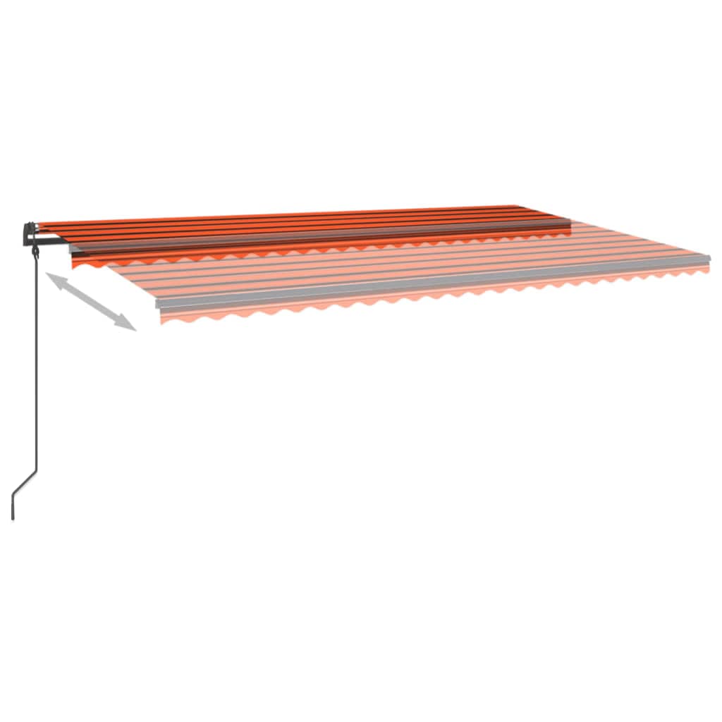 vidaXL markise m. LED-lys 6x3,5 m manuel betjening orange og brun