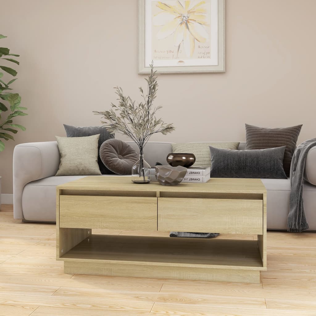 vidaXL sofabord 102,5x55x44 cm konstrueret træ sonoma-eg