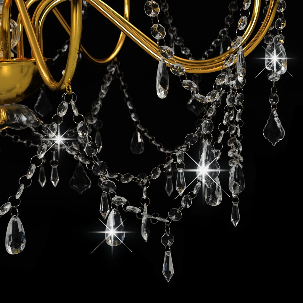 vidaXL lysekrone med perler 8 x E14-pærer guldfarvet