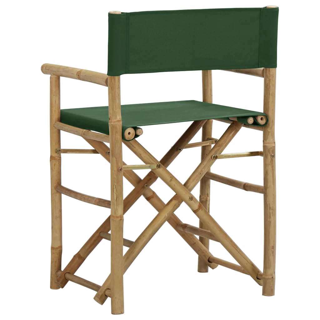 vidaXL foldbare instruktørstole 2 stk. bambus og stof grøn
