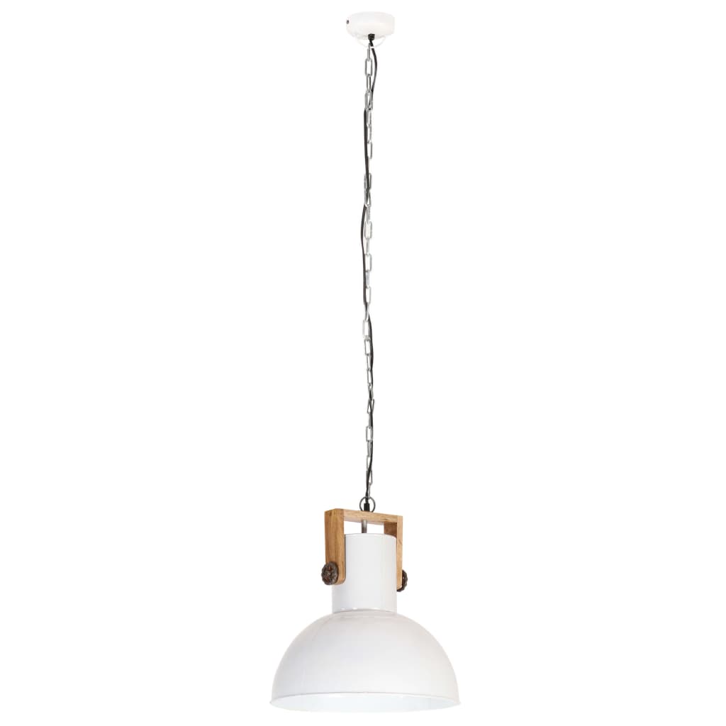 vidaXL industriel hængelampe 25 W rund 42 cm E27 mangotræ hvid