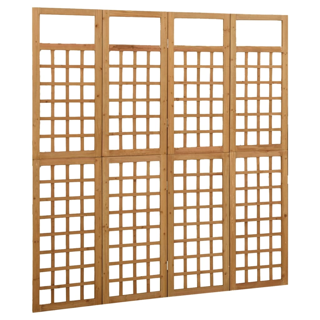 vidaXL 4-panels rumdeler/espalier 161x180 cm massivt grantræ