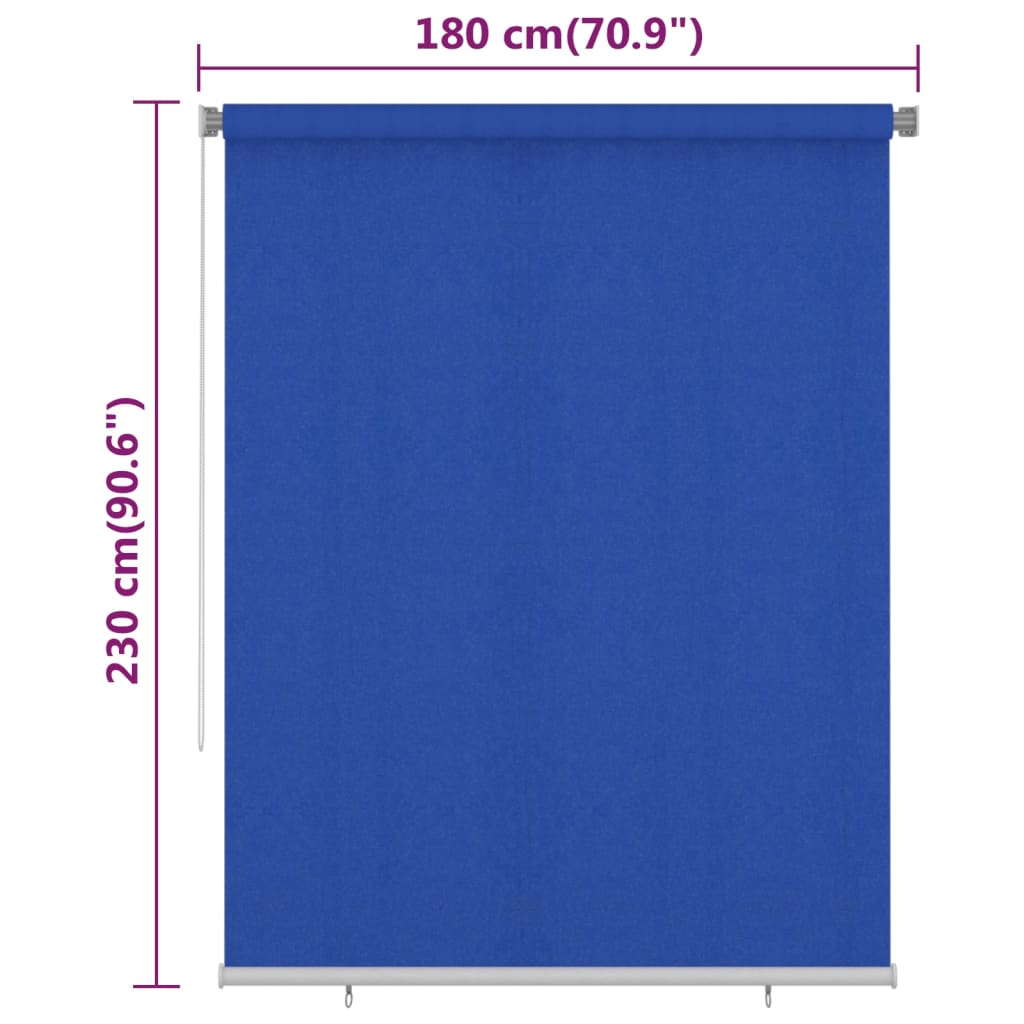 vidaXL udendørs rullegardin 180x230 cm HDPE blå