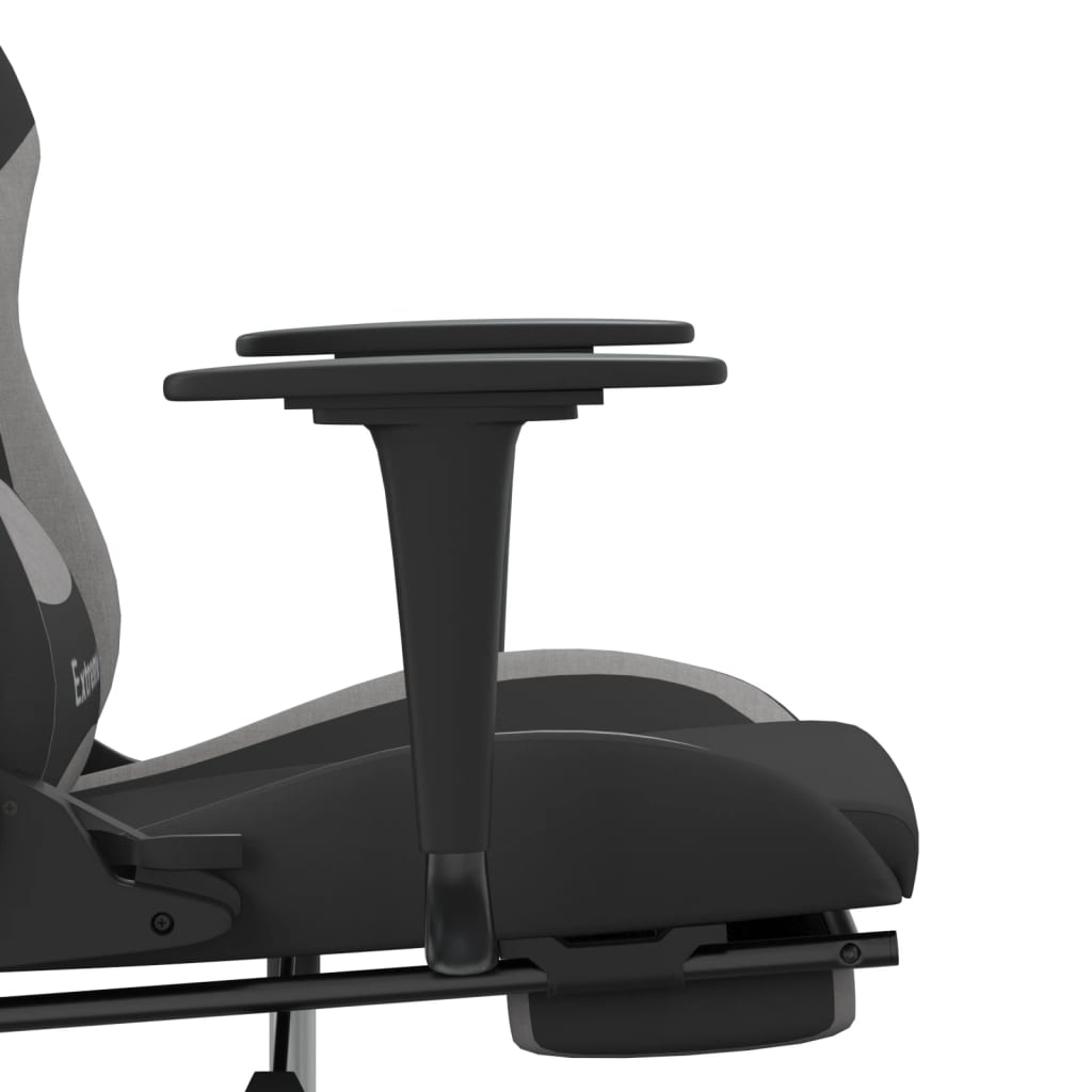 vidaXL gamingstol med fodstøtte stof sort og lysegrå