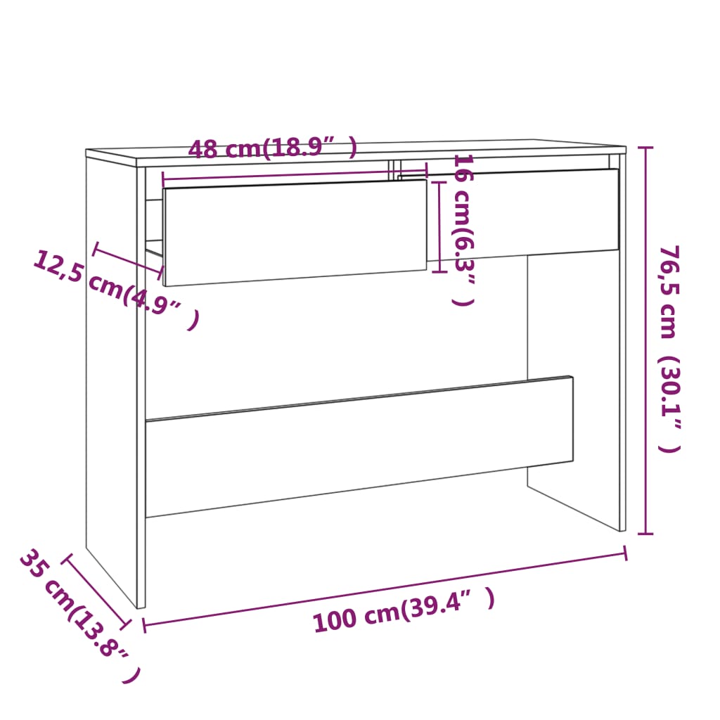 vidaXL konsolbord 100x35x76,5 cm konstrueret træ betongrå