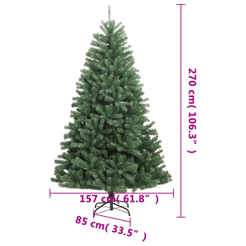 vidaXL kunstigt juletræ med juletræsfod 270 cm hængslet grøn