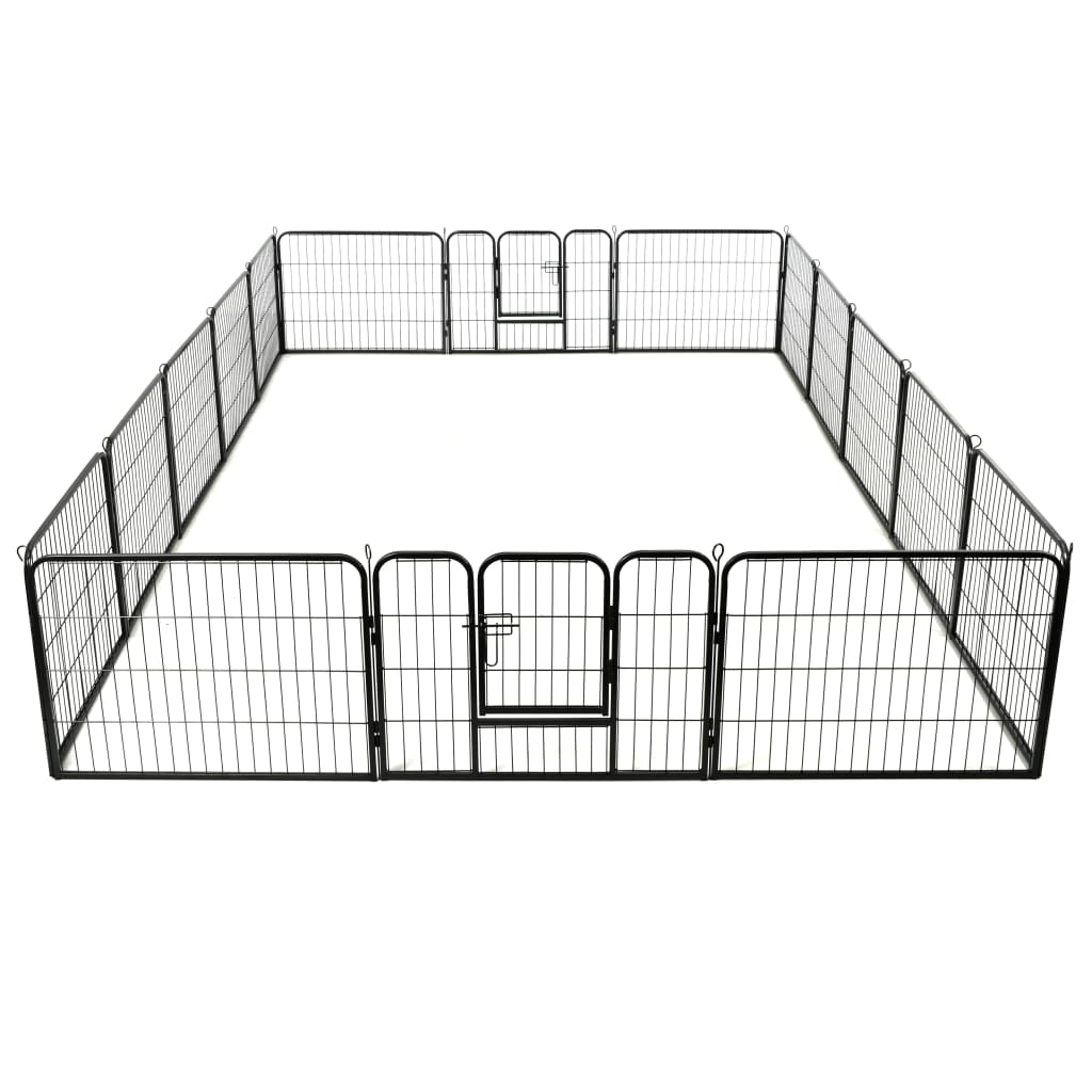 vidaXL løbegård til hunde 16 paneler stål 60 x 80 cm sort