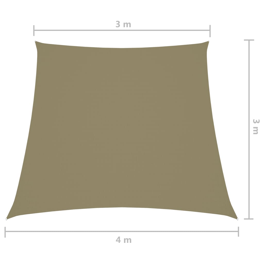 vidaXL solsejl 3/4x3 m oxfordstof trapezfacon beige