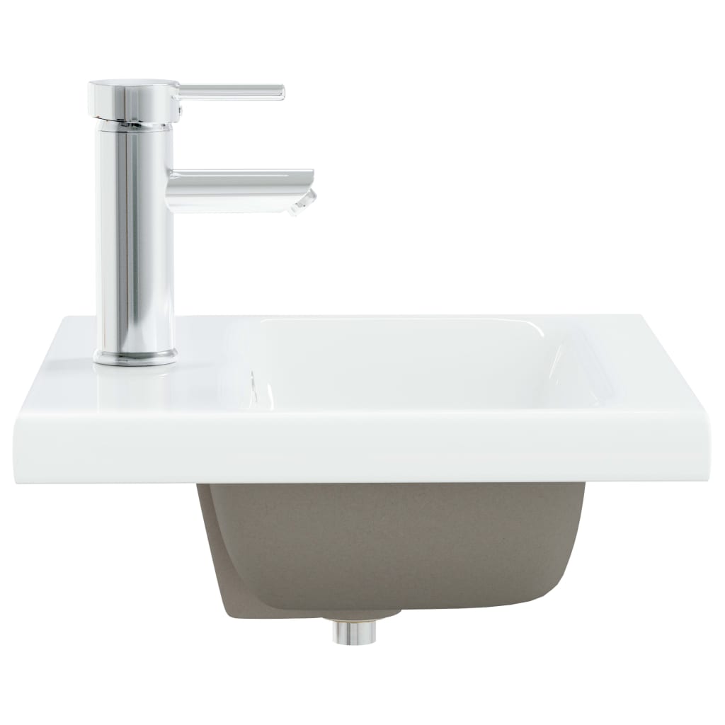 vidaXL indbygget håndvask med hane 42x39x18 cm keramisk hvid