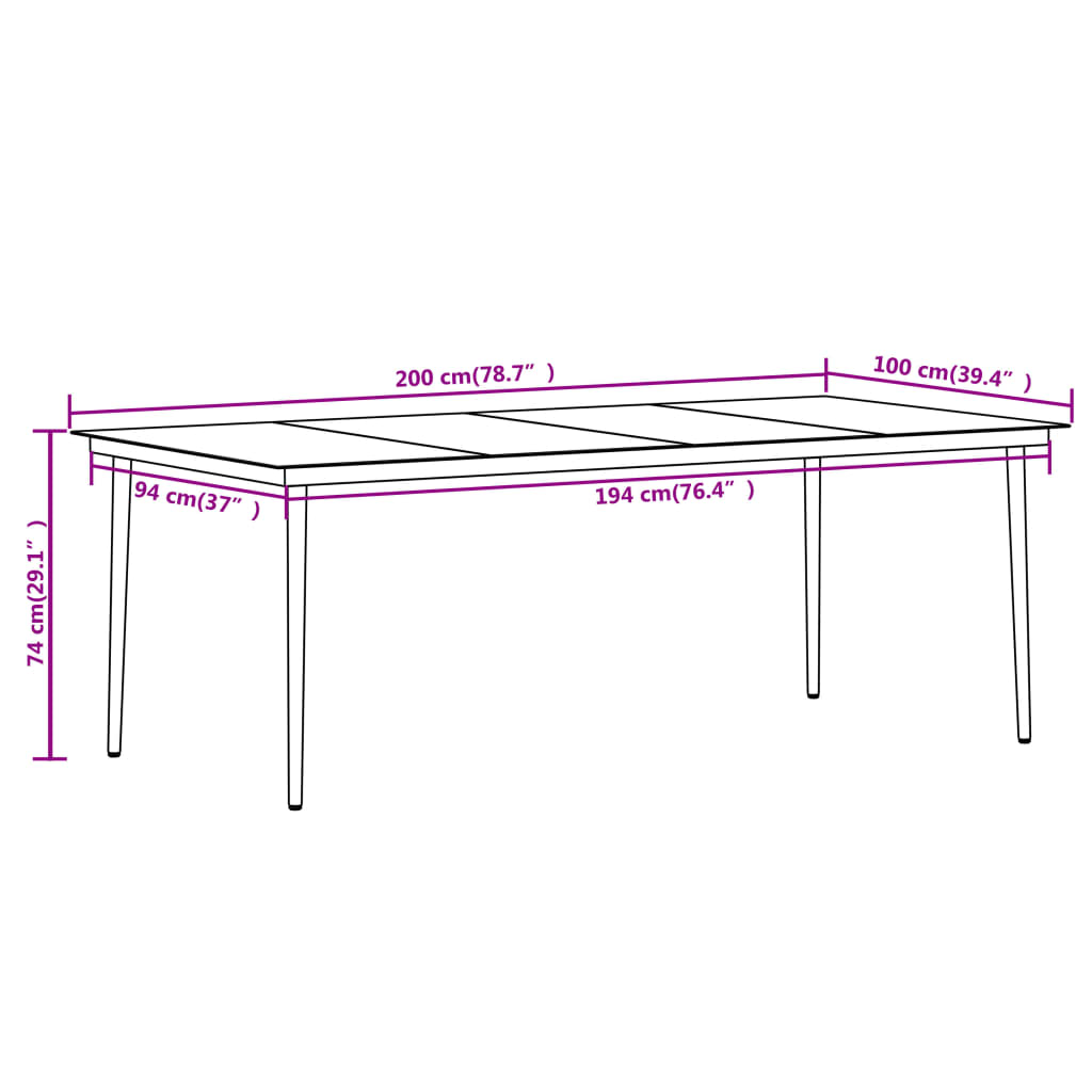 vidaXL spisebordssæt til haven 7 dele med hynder polyrattan og glas