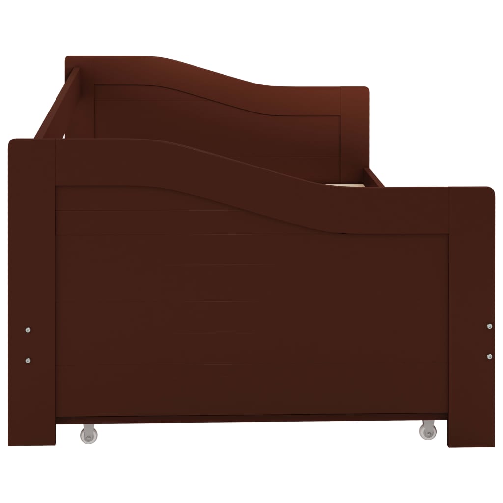 vidaXL sengstel udtræksseng 90 x 200 cm fyrretræ mørkebrun