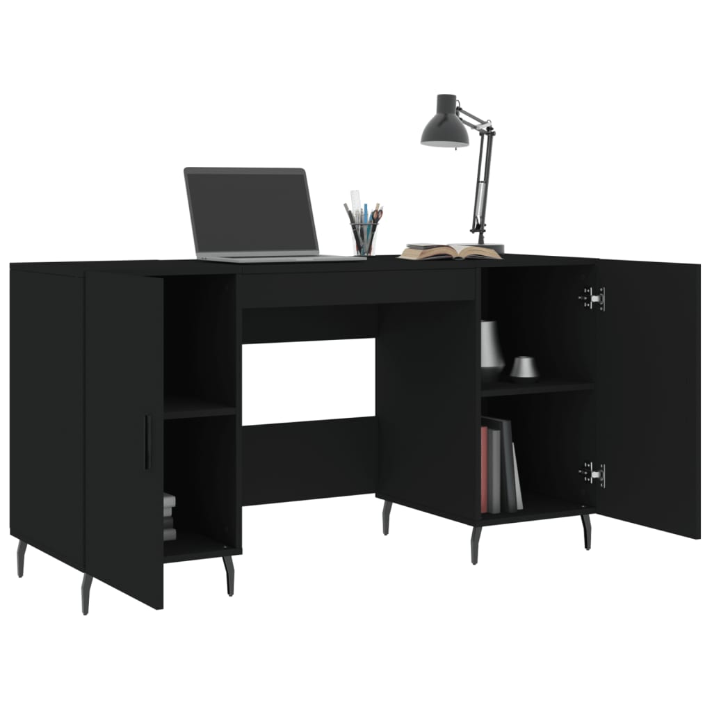 vidaXL skrivebord 140x50x75 cm konstrueret træ sort