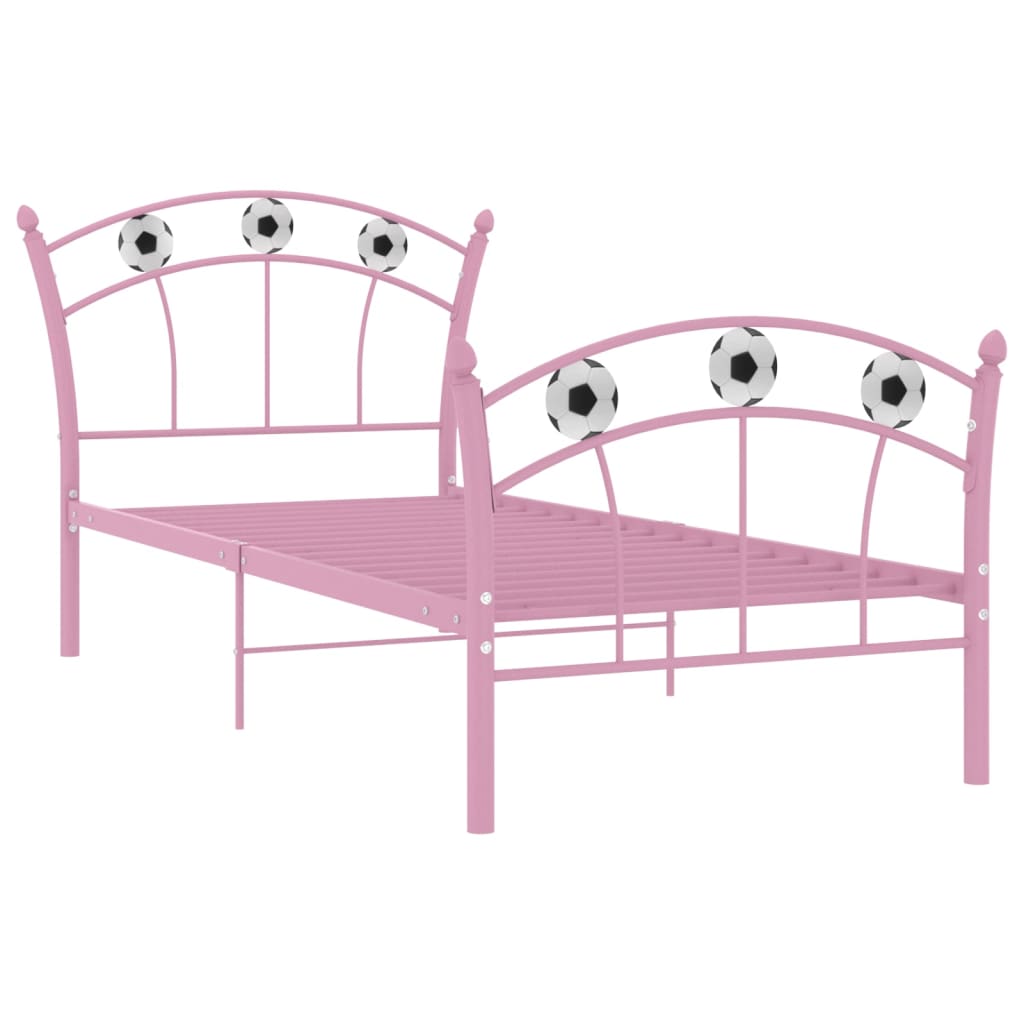 vidaXL sengestel 90x200 fodbolddesign metal pink