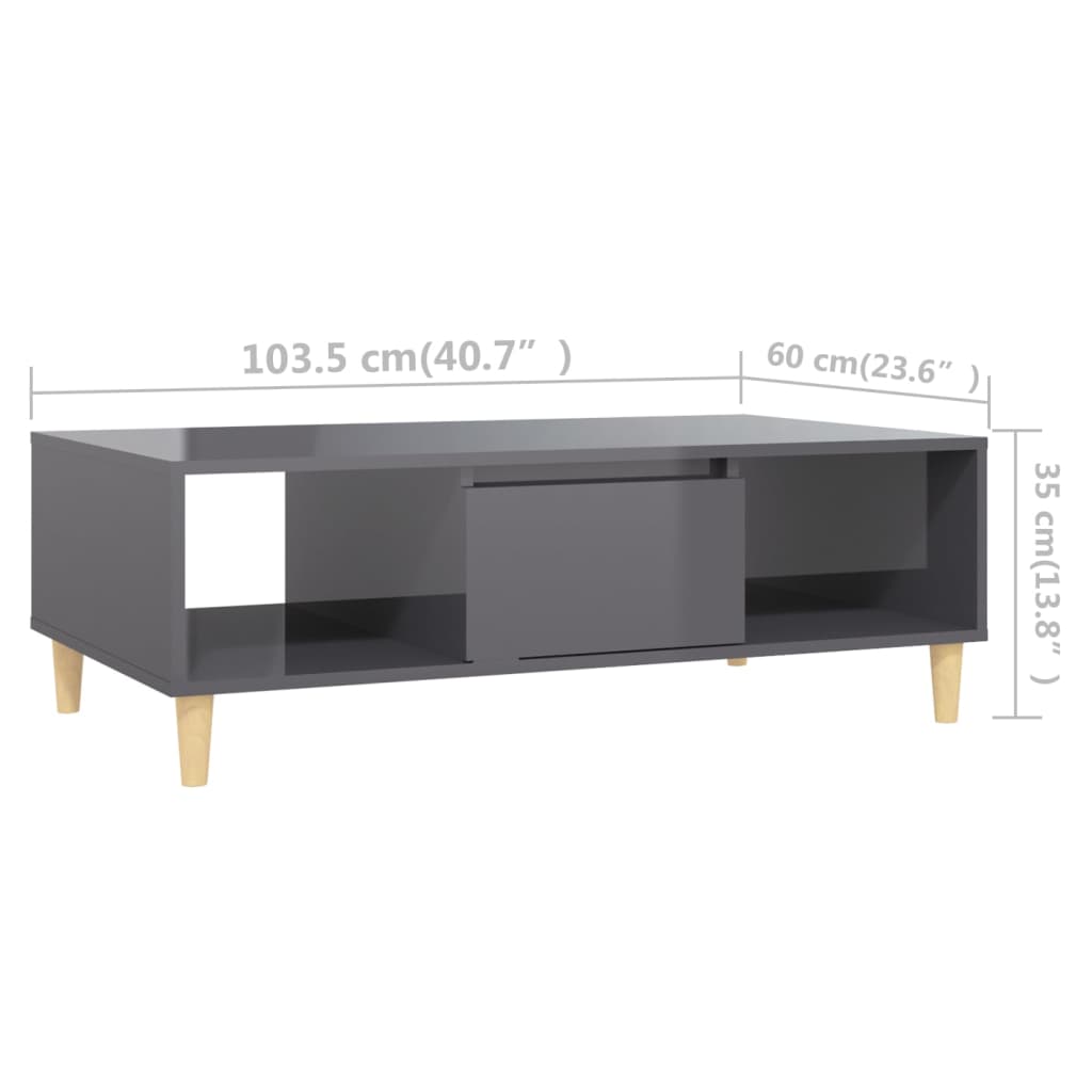 vidaXL sofabord 103,5x60x35 cm spånplade grå højglans