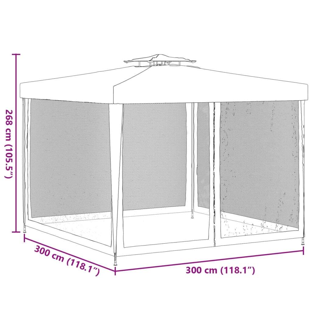 vidaXL pavillon med dobbelt tag 3x3x2,68 m stof antracitgrå