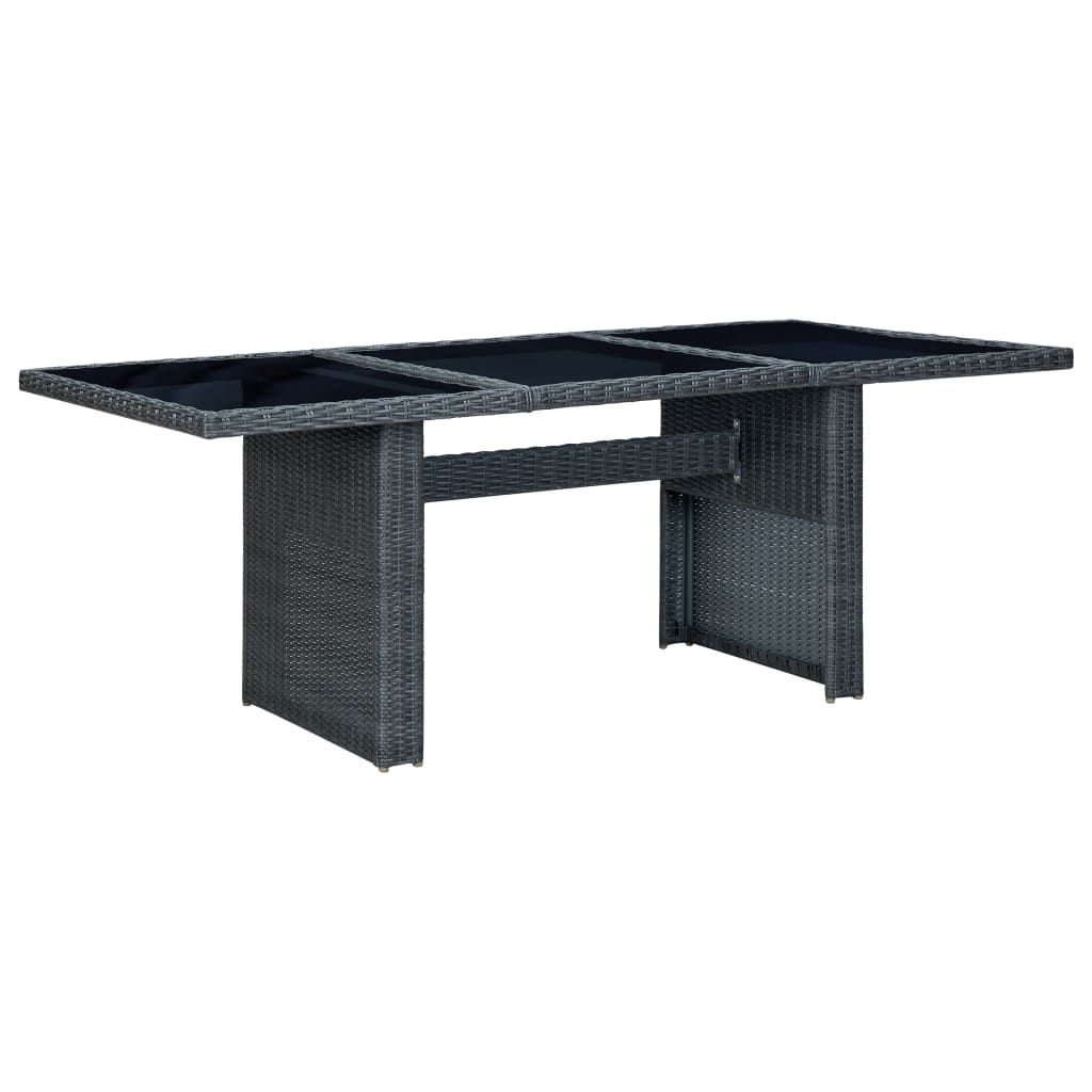 vidaXL udendørs spisebordssæt 7 dele med hynder polyrattan mørkegrå