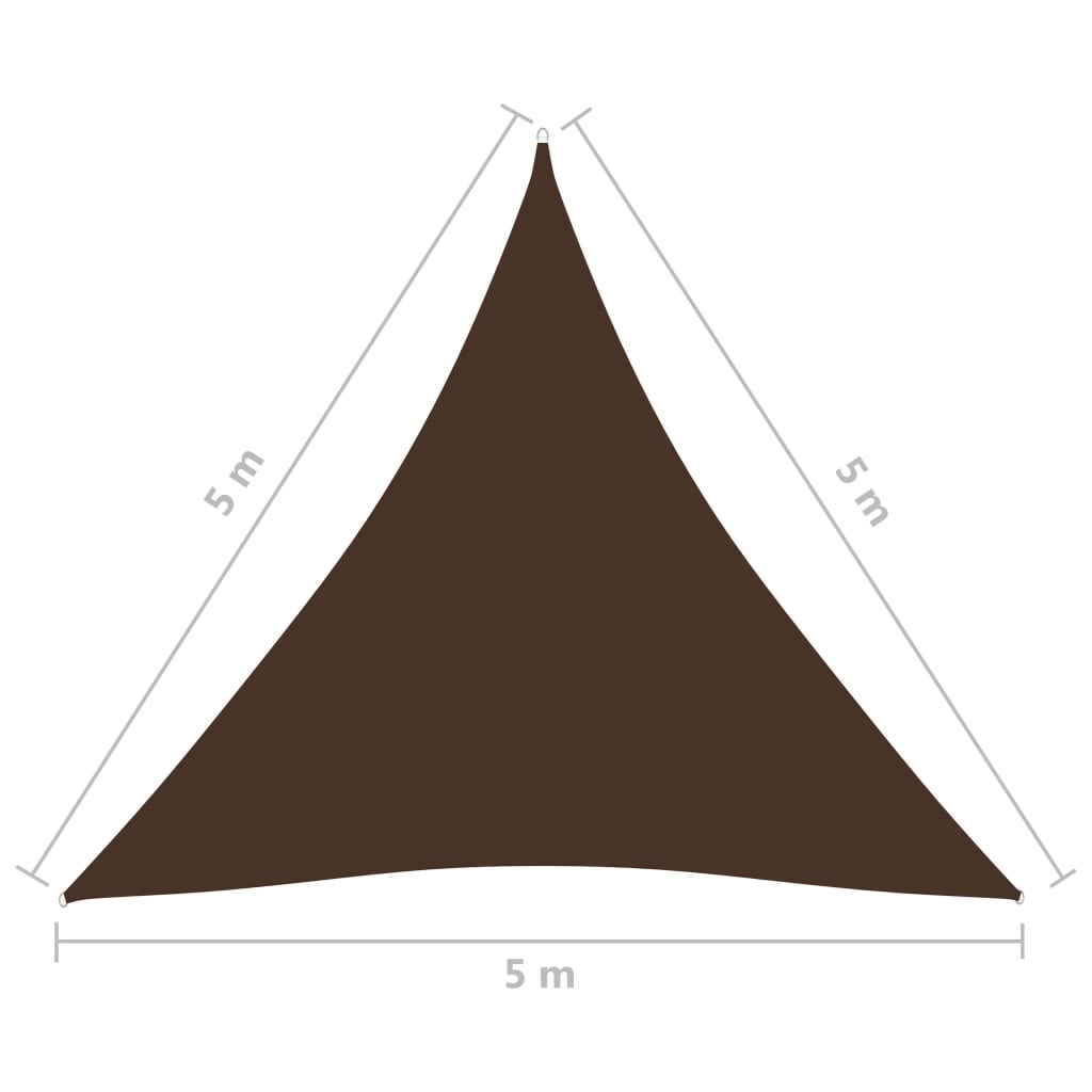 vidaXL solsejl 5x5x5 m trekantet oxfordstof brun