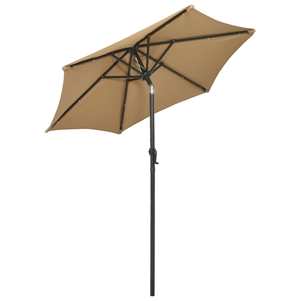 vidaXL parasol med LED-lys 200x211 cm aluminium gråbrun