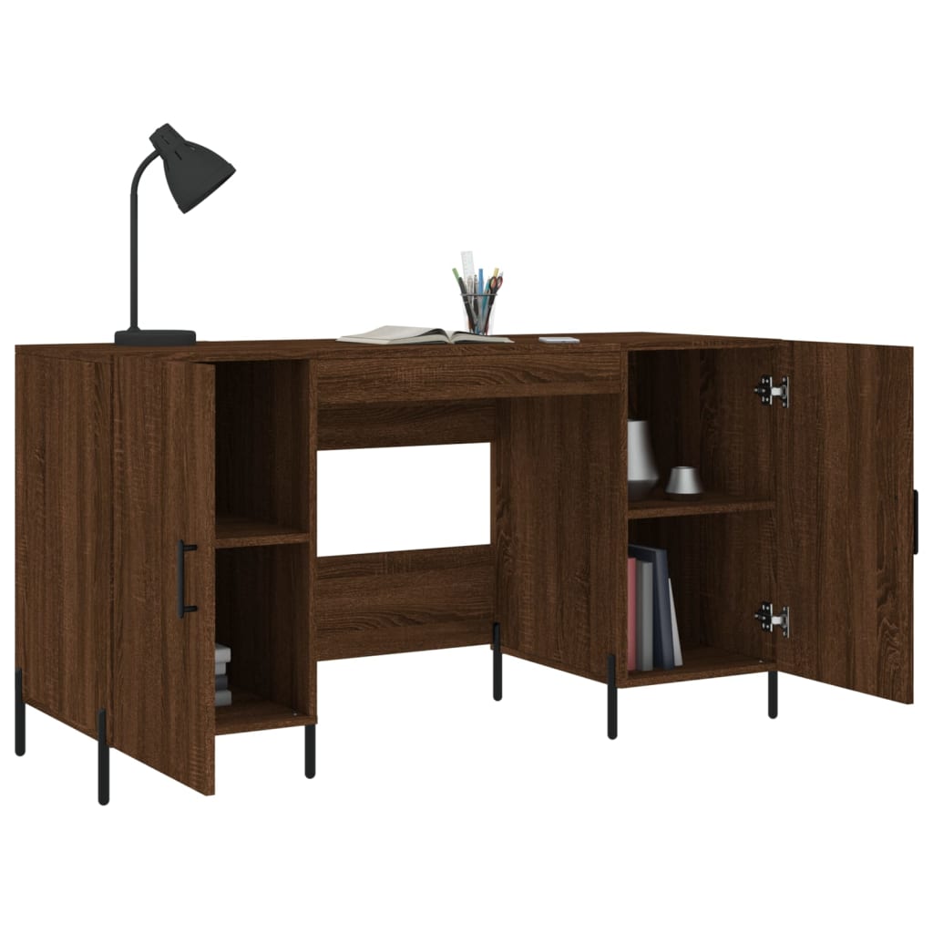 vidaXL skrivebord 140x50x75 cm konstrueret træ brun egetræsfarve