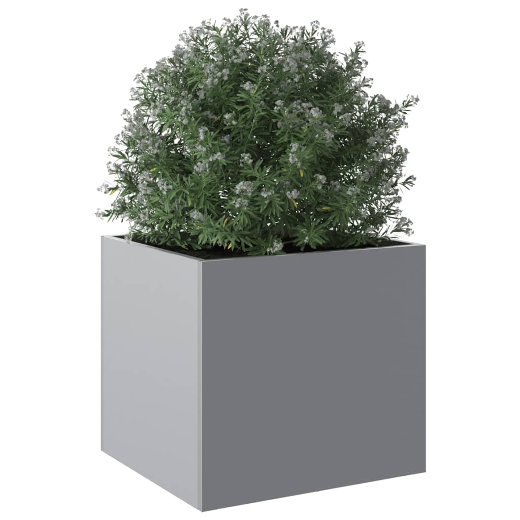 vidaXL plantekasse 32x30x29 cm galvaniseret stål sølvfarvet