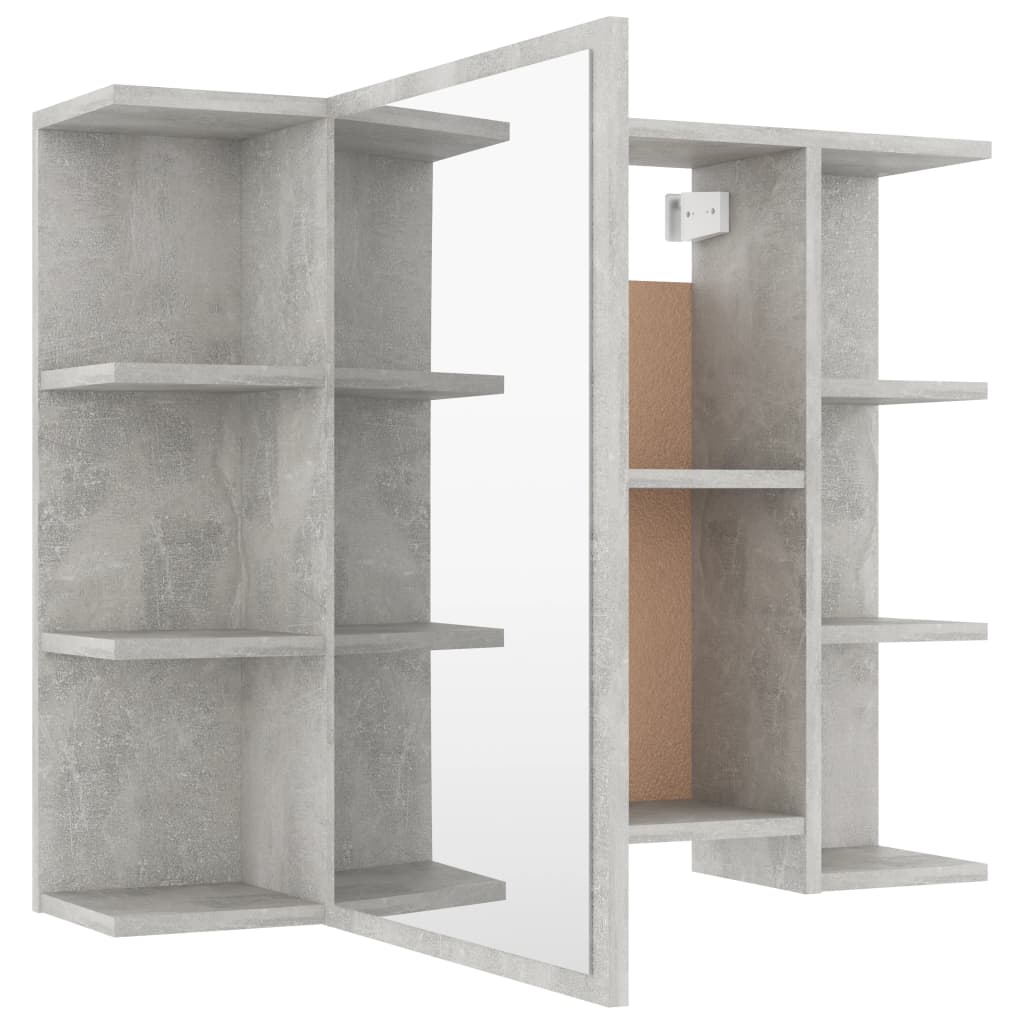 vidaXL badeværelsesskab med spejl 80x20,5x64 cm spånplade betongrå