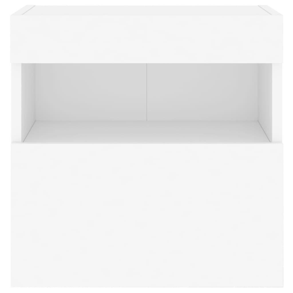 vidaXL væghængt tv-bord med LED-lys 40x30x40 cm hvid
