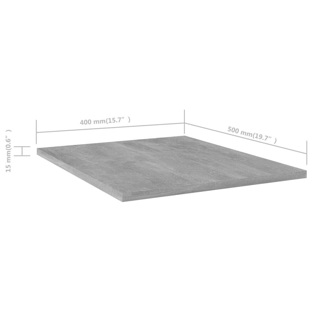 vidaXL boghylder 4 stk. 40x50x1,5 cm konstrueret træ betongrå