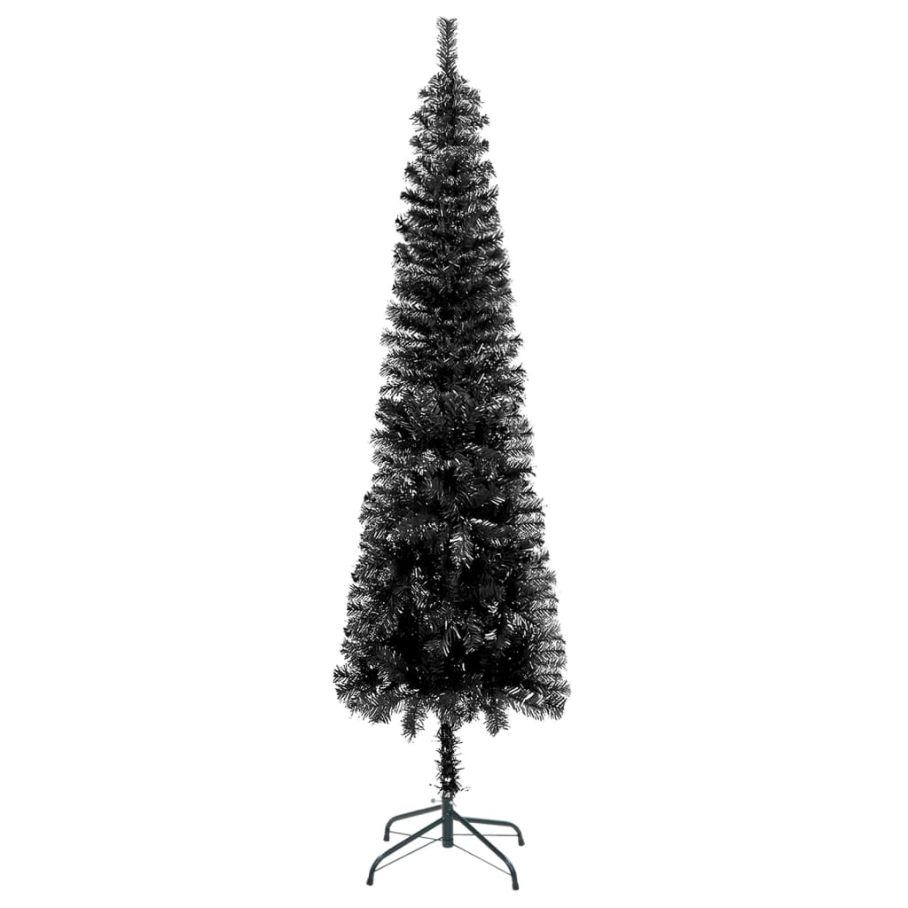 vidaXL smalt juletræ med lys og kuglesæt 120 cm sort