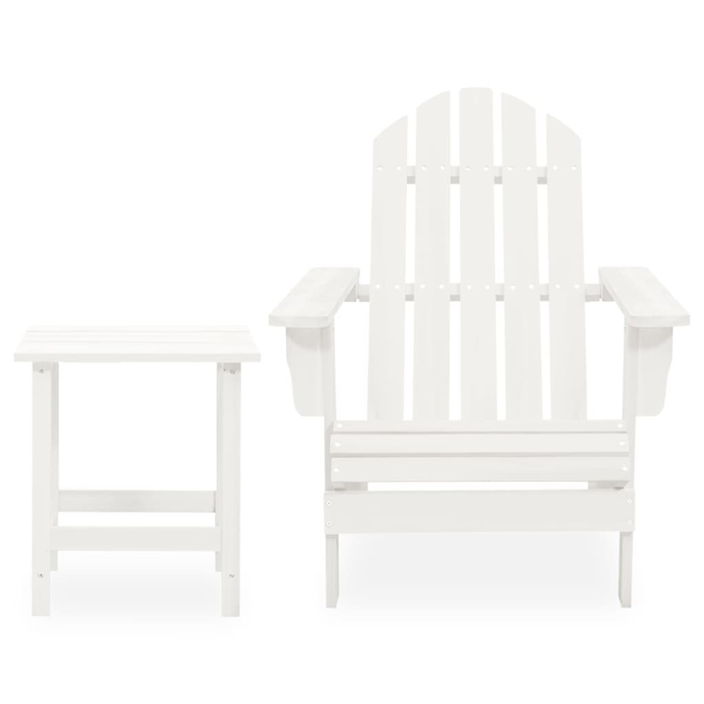vidaXL Adirondack-havestol med bord massivt grantræ hvid