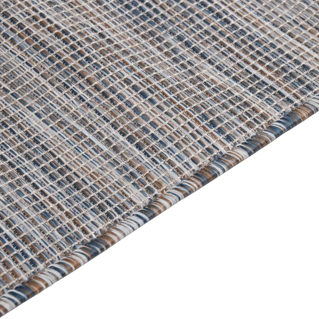 vidaXL fladvævet udendørstæppe 140x200 cm brun og blå