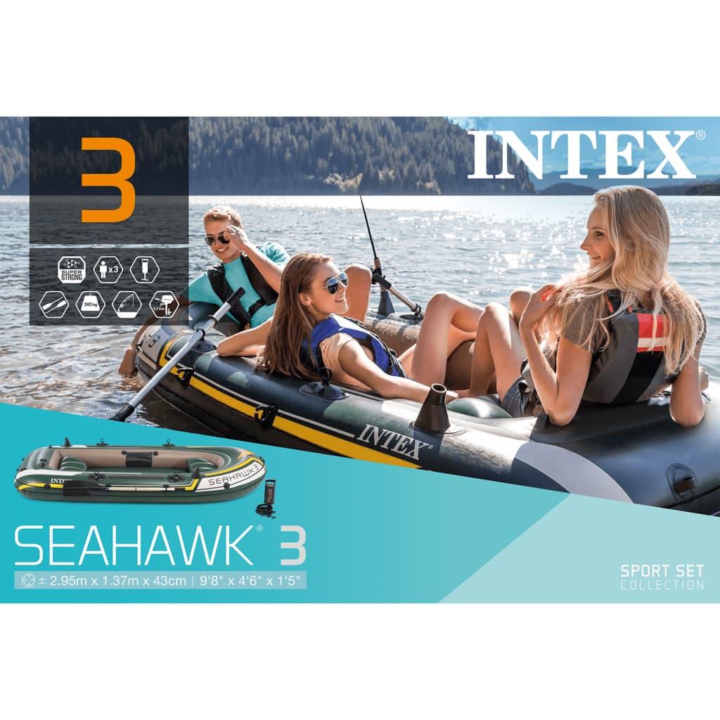 Intex oppusteligt bådsæt Seahawk 3 295 x 137 x 43 cm 68380NP