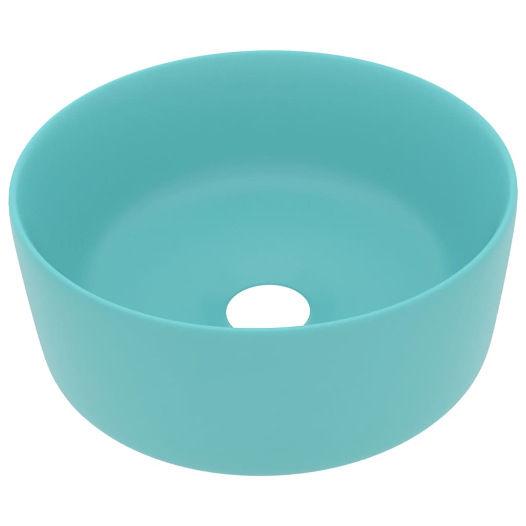 vidaXL luksuriøs håndvask 40x15 cm rund keramik mat lysegrøn