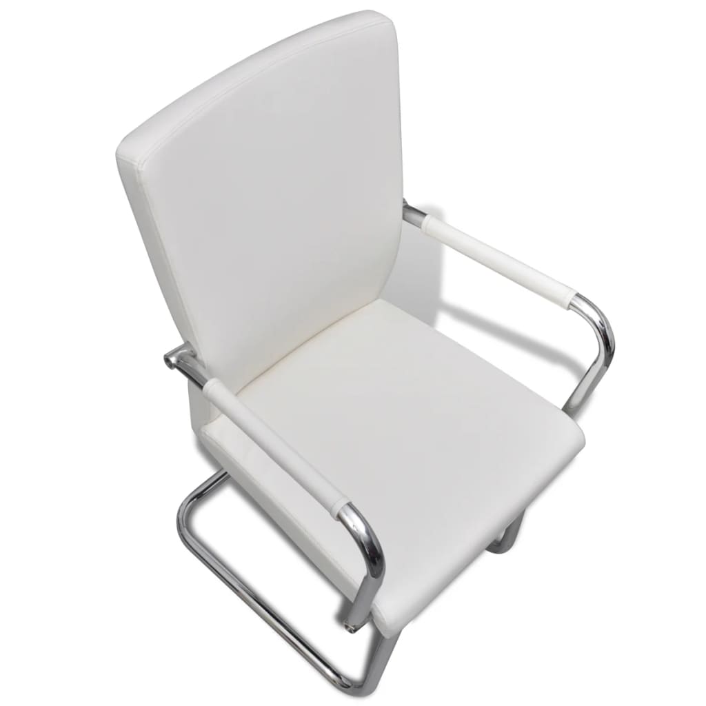vidaXL spisebordsstole med cantilever 6 stk. kunstlæder hvid