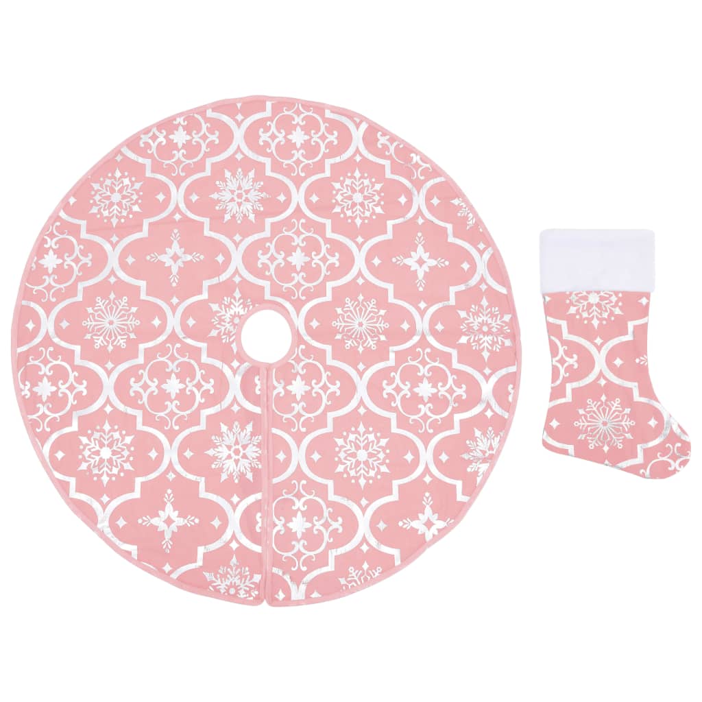 vidaXL luksuriøs skjuler til juletræsfod med julesok 122 cm stof pink