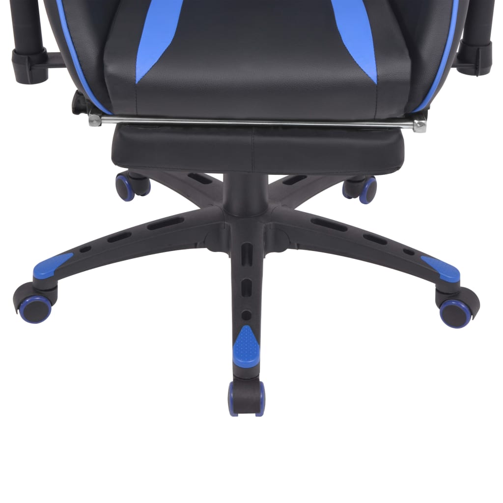 vidaXL kontorstol i racerdesign med lænefunktion og fodstøtte blå
