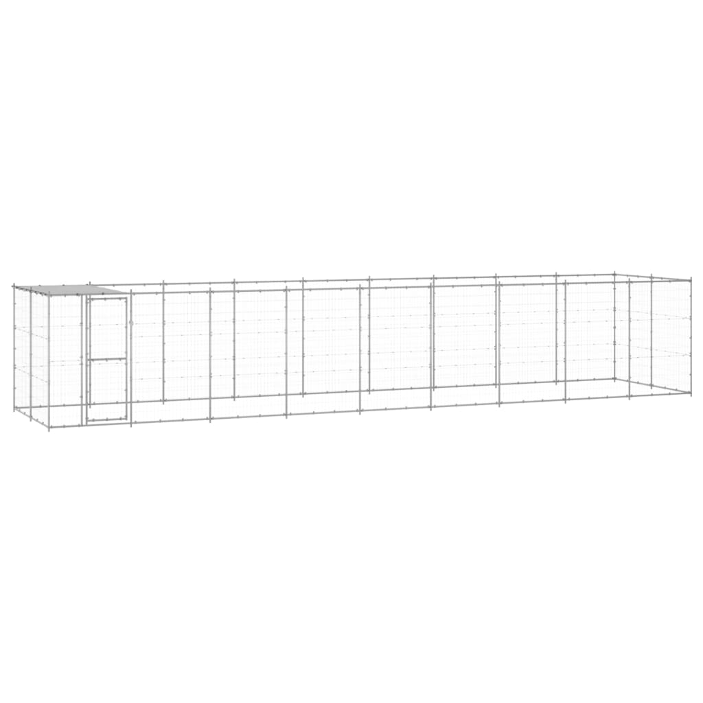 vidaXL udendørs hundebur med tag 21,78 m² galvaniseret stål
