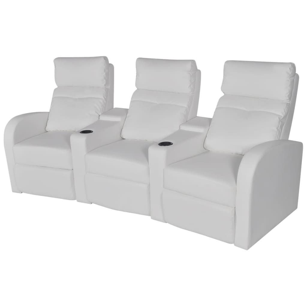 vidaXL 3-personers lænestol med LED-lys kunstlæder hvid