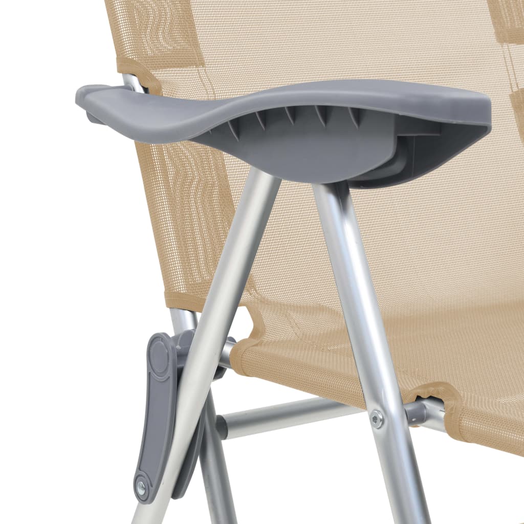 vidaXL foldbare campingstole med fodstøtte 2 stk. aluminium cremefarve