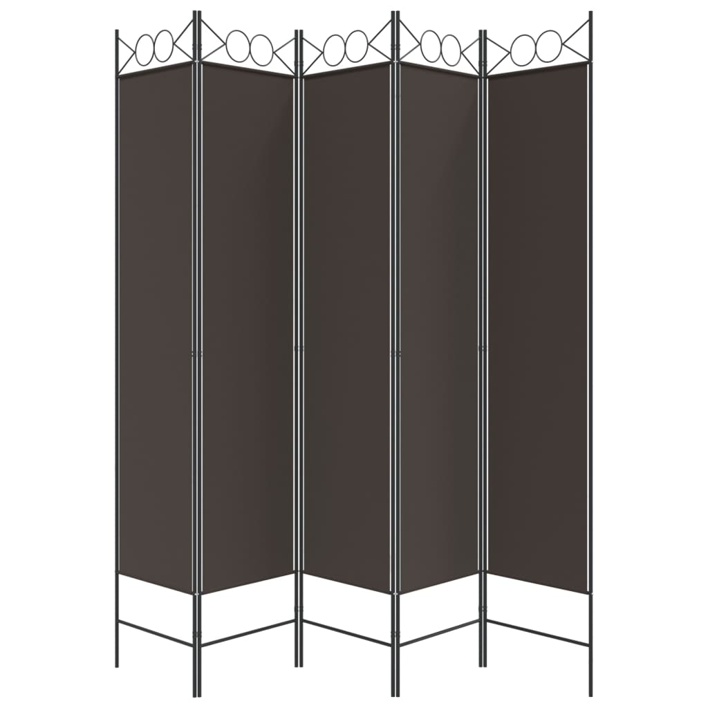 vidaXL 5-panels rumdeler 200x200 cm stof brun