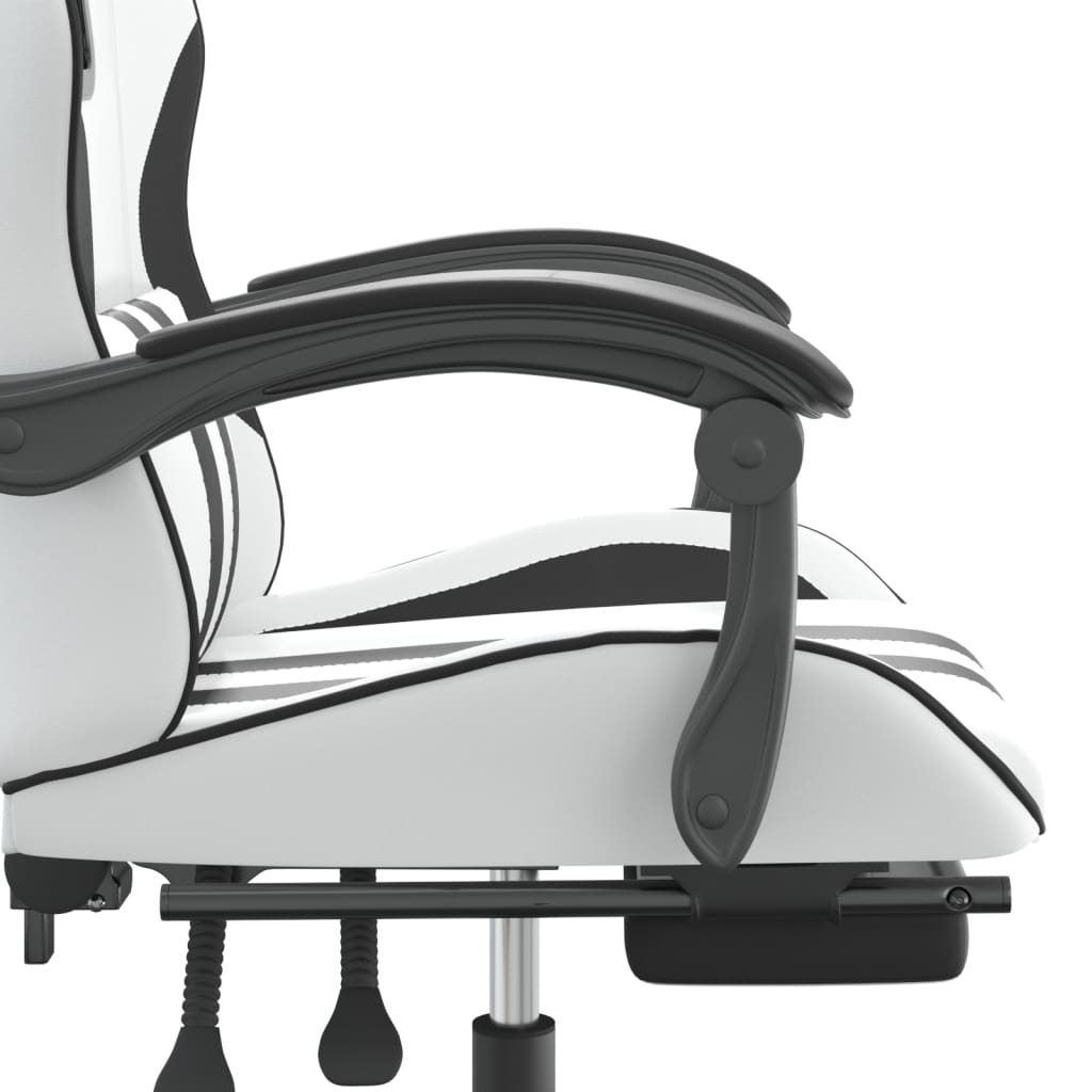 vidaXL gamingstol med fodstøtte kunstlæder hvid og sort