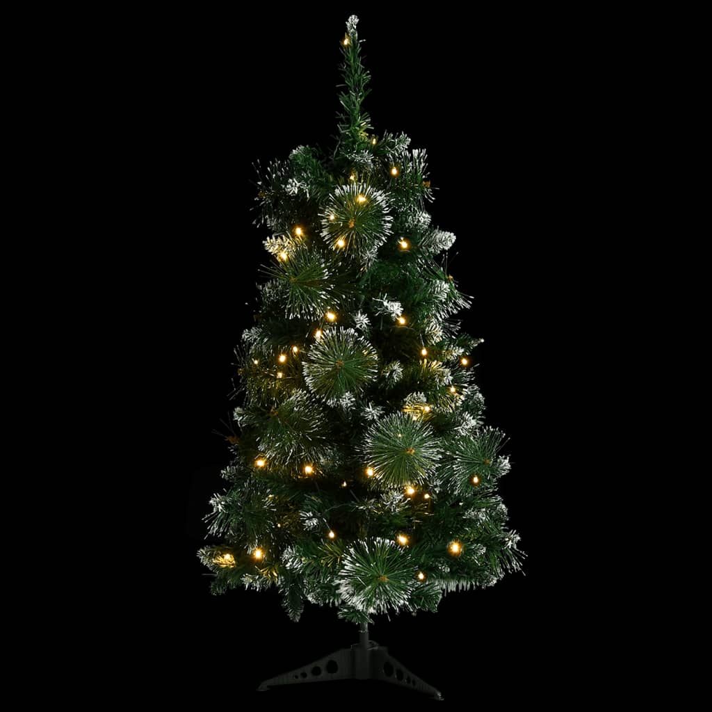 vidaXL kunstigt juletræ med lys og juletræsfod 90 cm PVC grøn