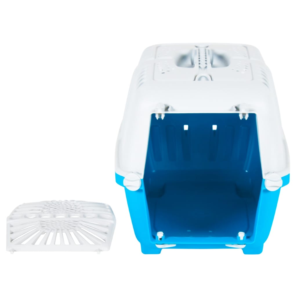 vidaXL transportbur til kæledyr 48x31,5x33 cm polypropylen hvid og blå