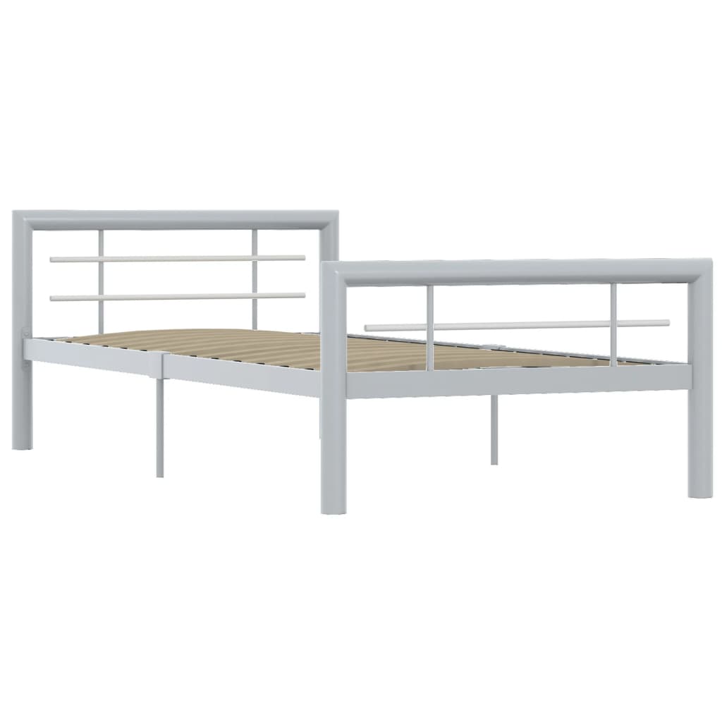 vidaXL sengestel 100x200 cm metal grå og hvid
