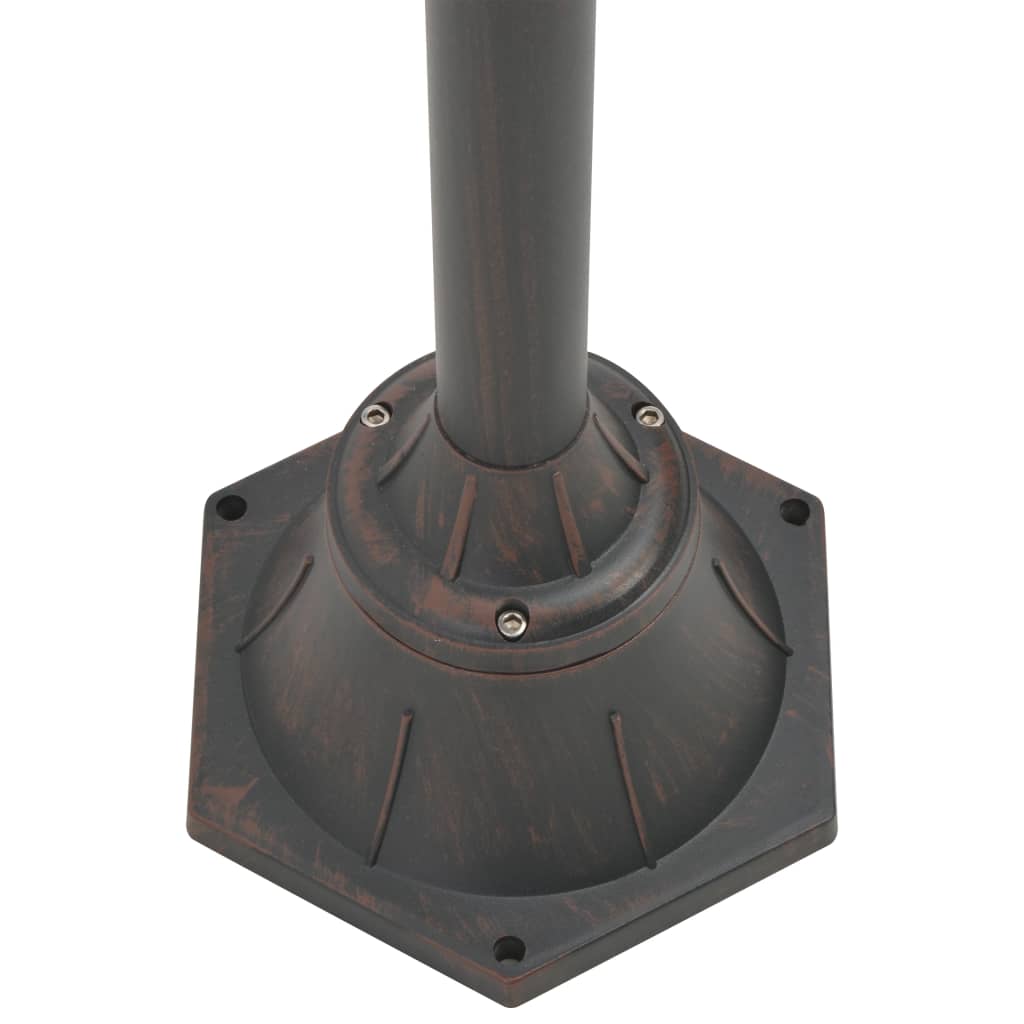 vidaXL havestolpelampe E27 220 cm aluminium 2 lanterner bronzefarvet