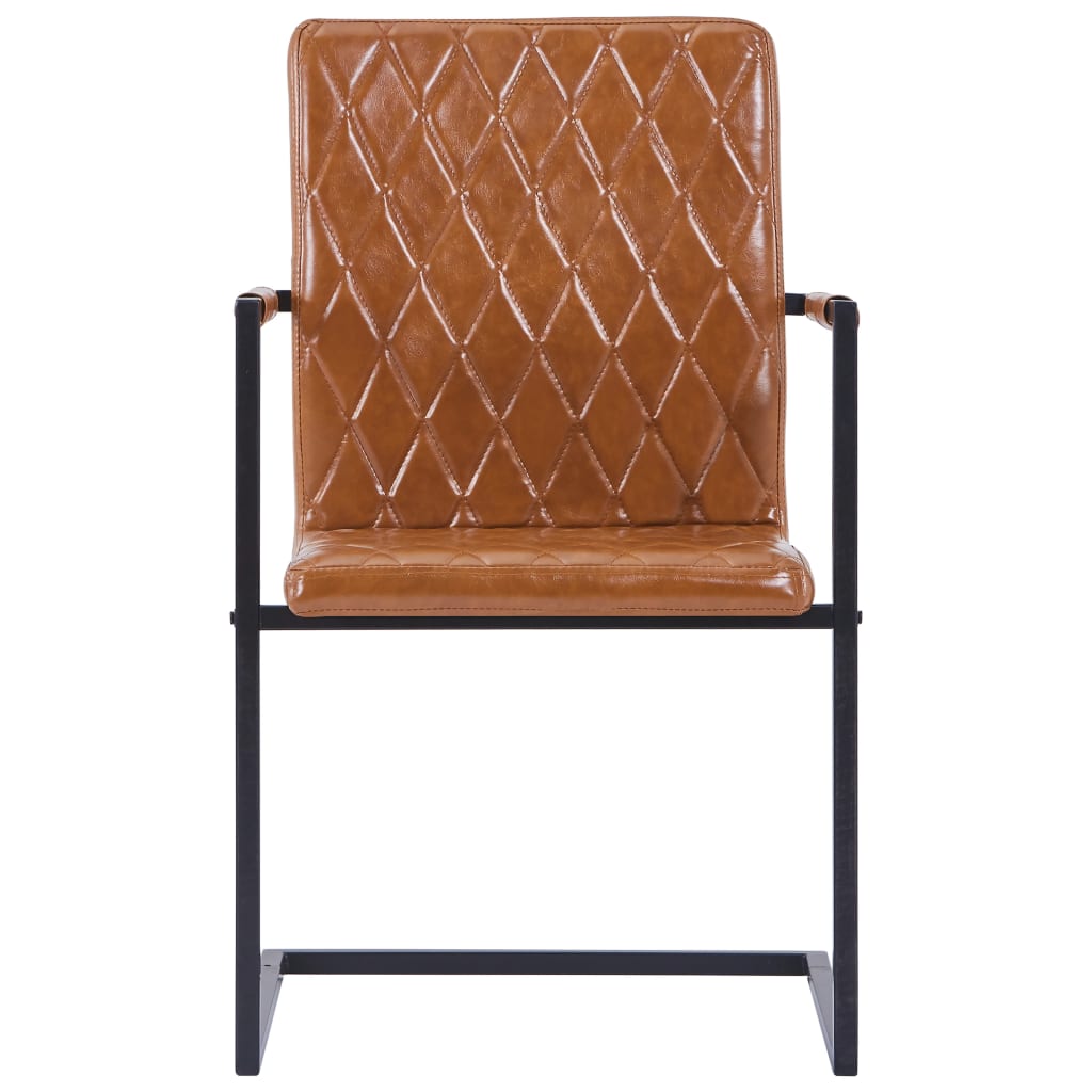 vidaXL spisebordsstole med cantilever 2 stk. kunstlæder cognacfarvet