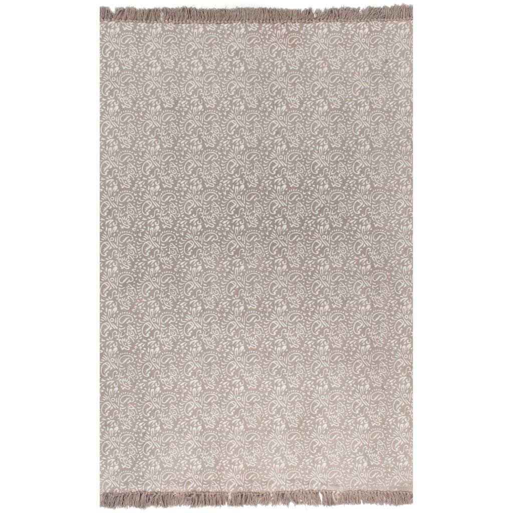 vidaXL kilim-tæppe med mønster bomuld 120 x 180 cm gråbrun