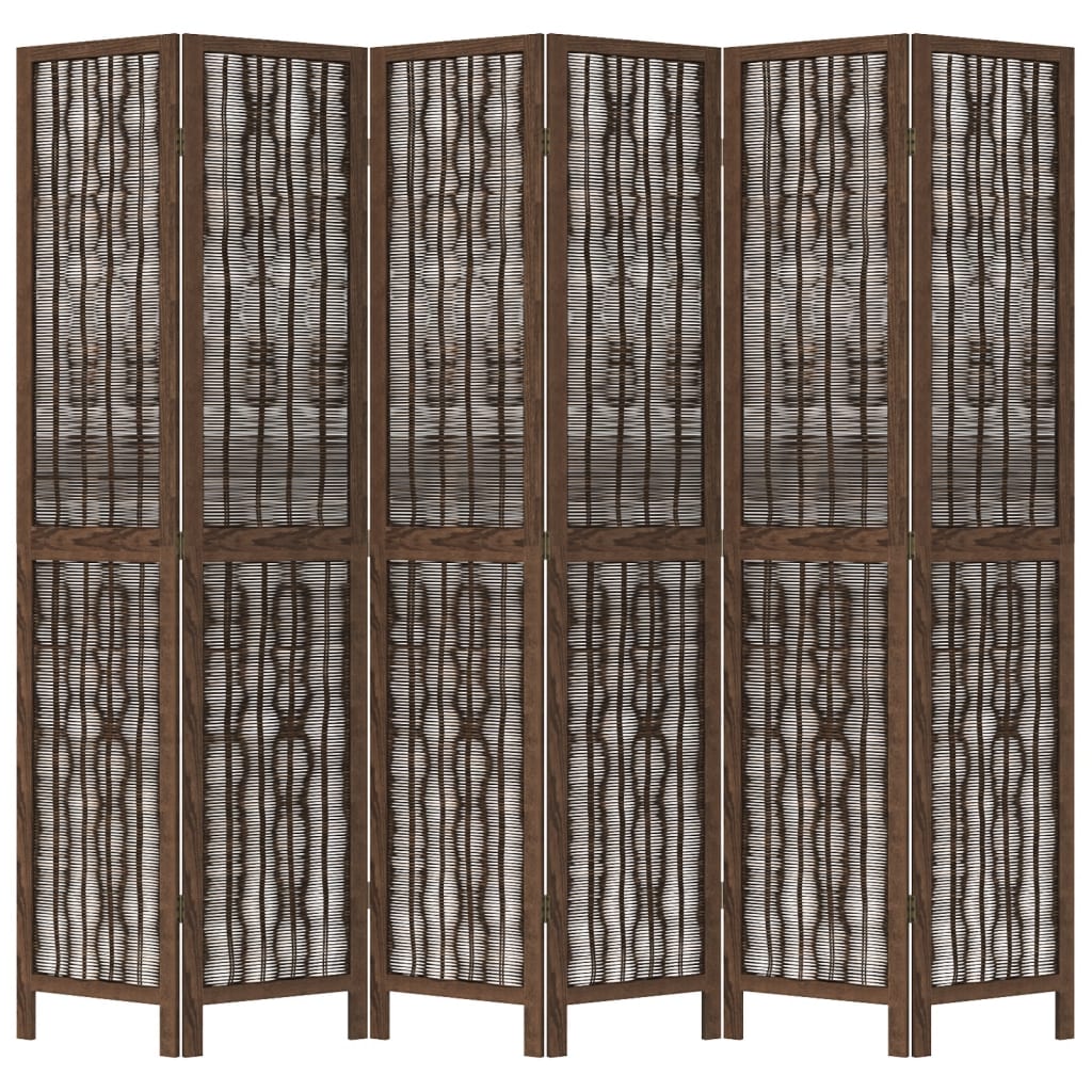 vidaXL rumdeler 6 paneler massivt kejsertræ mørkebrun