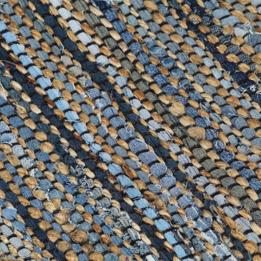 vidaXL håndvævet chindi-tæppe denim jute 80 x 160 cm flerfarvet