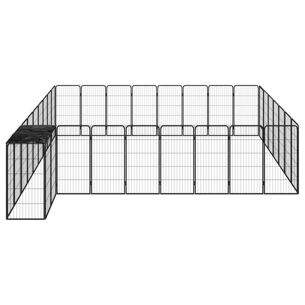 vidaXL 34-panels hundegård 50x100 cm pulverlakeret stål sort
