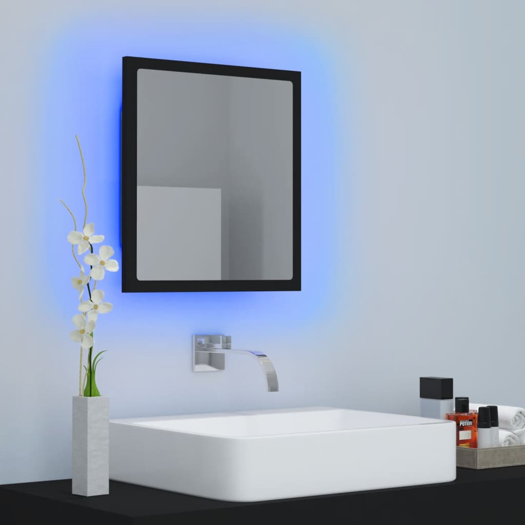 vidaXL badeværelsesspejl 40x8,5x37 cm spånplade sort